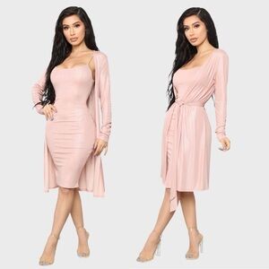 Party Dress Pink Metallic Mami Body-con Dress Fashion Nova 2 Piece Set Size  S